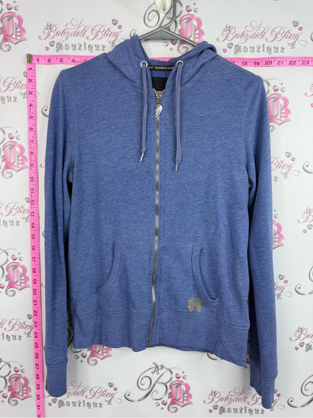 Victoria's Secret super model essentials I’m no angel sequin Blue Zip-Up Hoodie